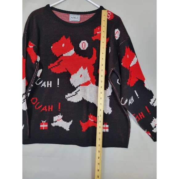 Vintage 90s Adele Knitwear Scotty Dog Sweater Womens Large Whimsical Fun Novelty - Picture 4 of 7